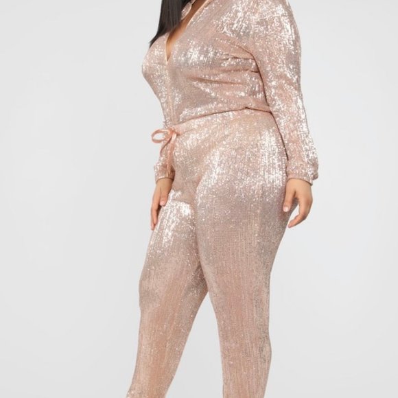 rose gold plus size jumpsuit